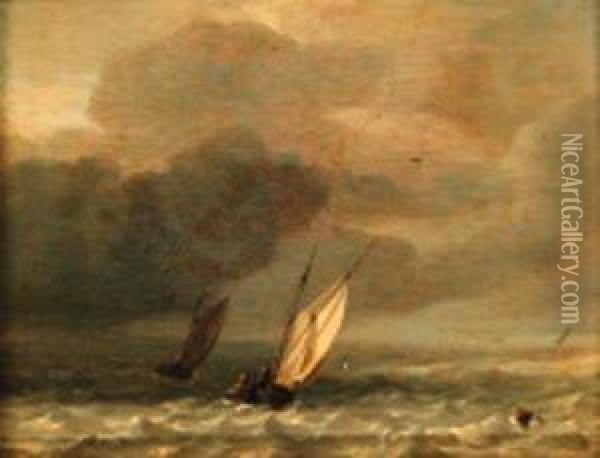 Smalschips In Choppy Seas Oil Painting - Hendrik Rietschoof