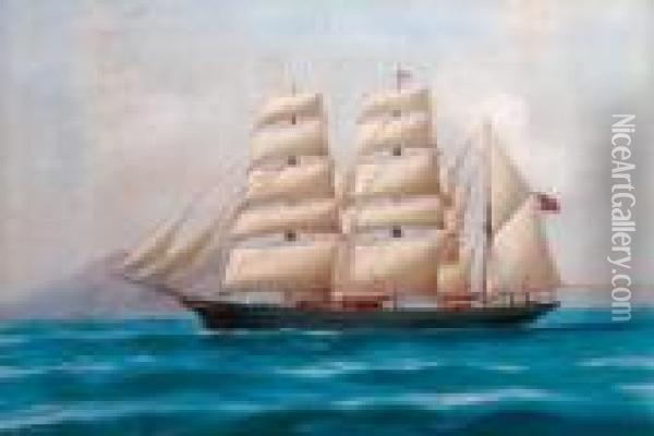 The Auxiliary Barque Modwena In The Bay Of Naples Oil Painting - Atributed To A. De Simone