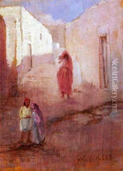Rue A Tunis Oil Painting - Albert Aublet