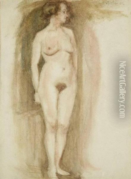 Standing Nude Study Oil Painting - James Abbott McNeill Whistler