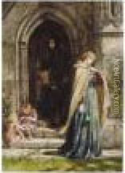 Within The Shadows Of The Church: The Vows Oil Painting - Dicksie Frank