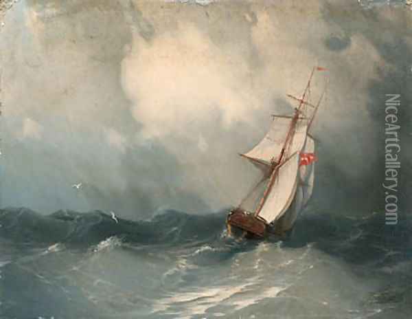 Cutter in choppy Seas Oil Painting - Ivan Konstantinovich Aivazovsky