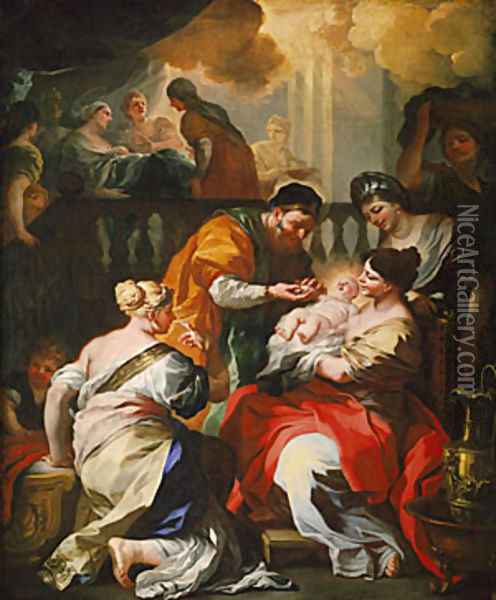 The Birth of the Virgin ca 1690 Oil Painting - Francesco Solimena