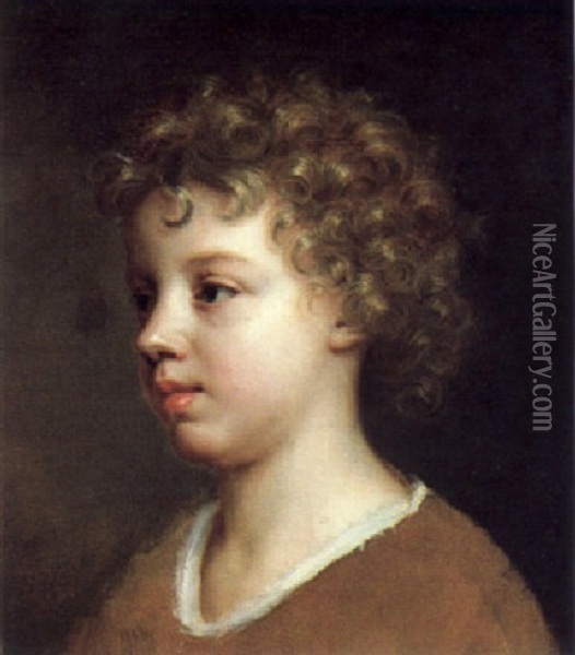 Bildnis Eines Kindes Mit Braunem Gelockten Haar Oil Painting - Charles d' Agar