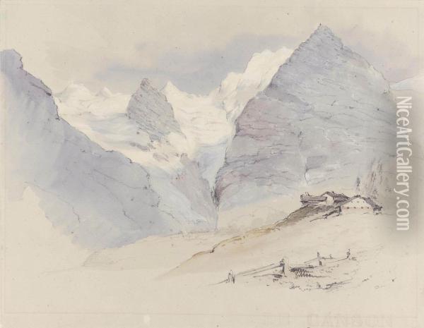 On The Stelvio Pass, Austria Oil Painting - George Bryant Campion
