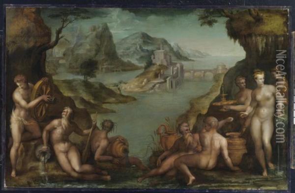 Water Deities Oil Painting - Francesco Morandini da Poppi