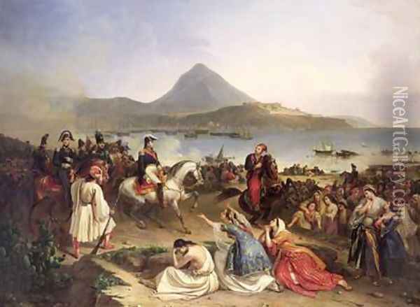 Meeting Between General Nicolas Joseph Maison 1771-1840 and Ibrahim Pasha 1789-1848 at Navarino Oil Painting - Jean-Charles Langlois