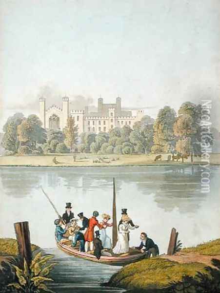 Eton College and Ferry over the Thames Oil Painting - Robert Havell, Jr.