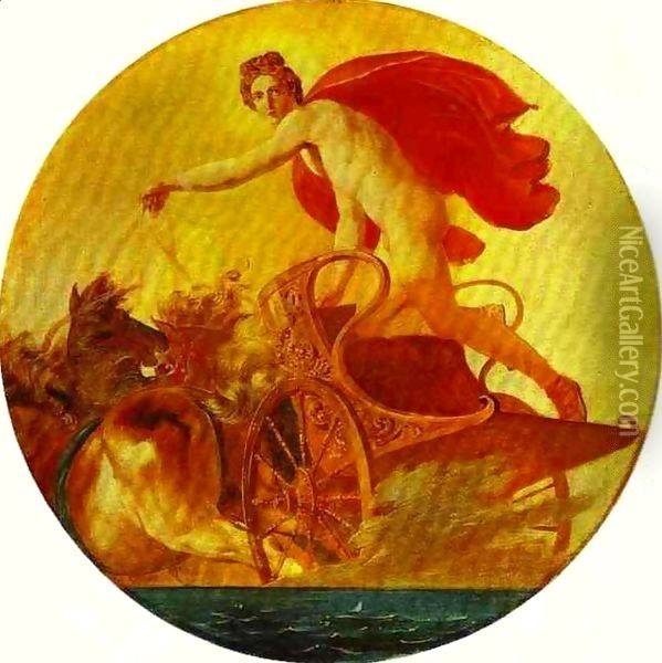 Pheb in His Chariot Date unknown Oil Painting - Julia Vajda