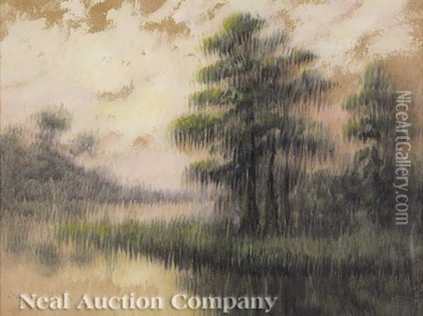 Live Oaks In The Louisiana Bayou Oil Painting - Alexander John Drysdale