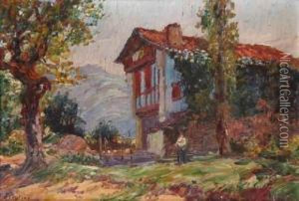 Maison Basque Oil Painting - Louis Floutier