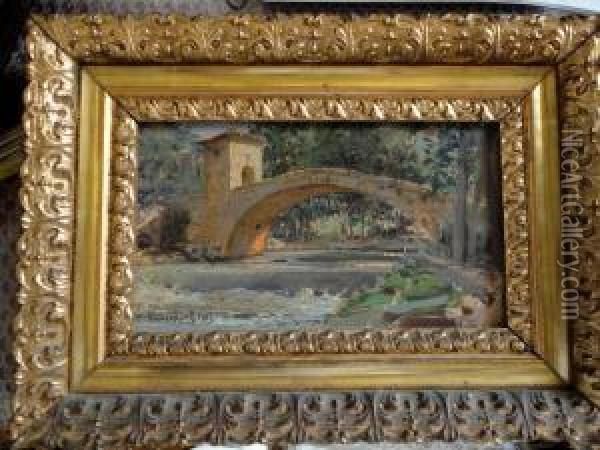 Il Ponte Di Subiaco Oil Painting - Domenico Pennacchini