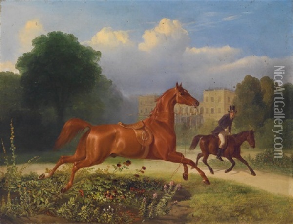 Ein Ungestumes Pferd Oil Painting - Johann Erdmann Gottlieb Prestel