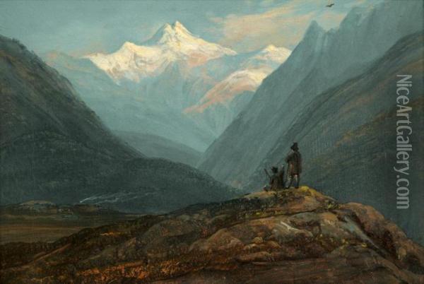 Alpenpanorama Bei Fuschl Oil Painting - August Albert Zimmermann