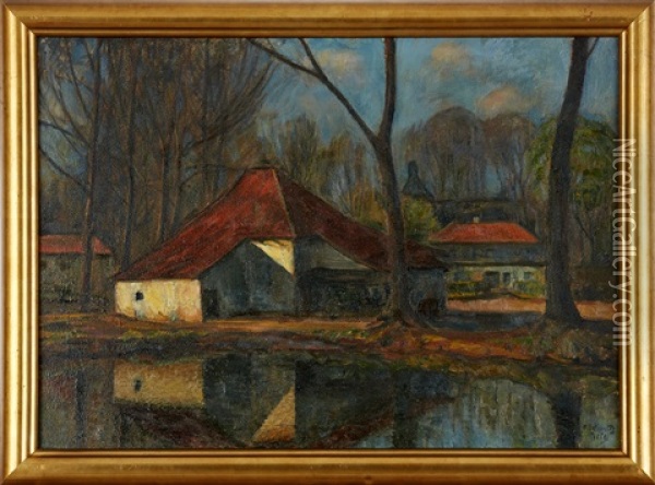 Hus Vid Vatten Oil Painting - Carl Schmitz-Pleis