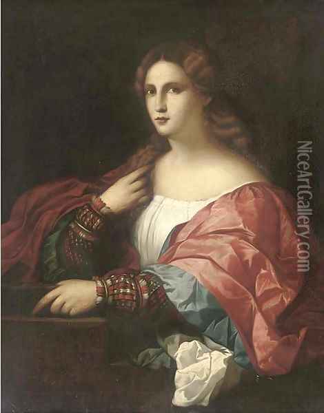 La Bella Oil Painting - Palma Vecchio (Jacopo Negretti)