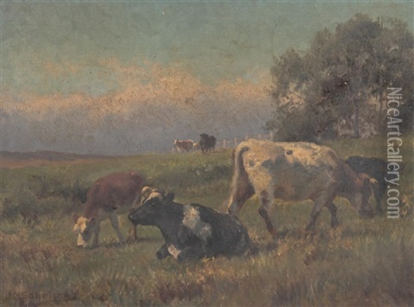 Resting Cattle Oil Painting - Jan Hendrik Scheltema