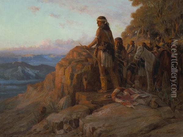 Young Geronimo Oil Painting - Alexander F. Harmer