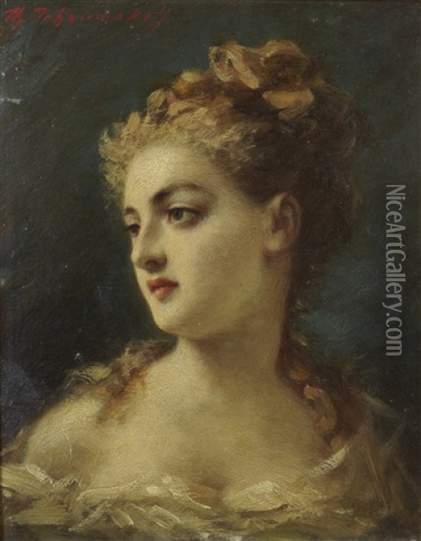 Portrait De Jeune Femme Oil Painting - Fedor Petrovich Chumakov
