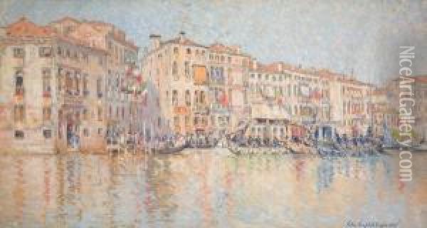 Along A Venetian Canal Oil Painting - Colin Campbell Cooper