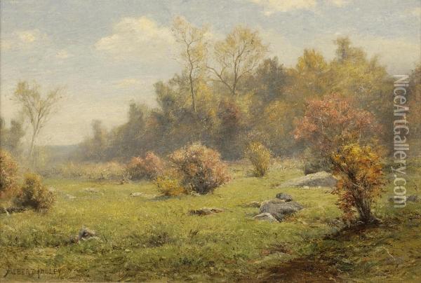 Mist In The Valley. Signed Lower Left Albert Insley. Oil Painting - Albert B. Insley