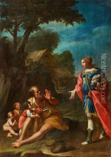 Erminia Among The Shepherds Oil Painting - Girolamo Donnini