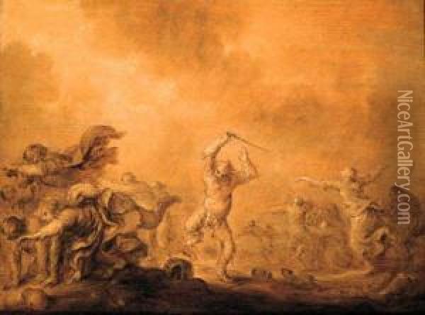 Dat Wat De Kreupelen Loopen Doet
 (what Makes The Cripples Run):beggars And Cripples On The Run - En 
Brunaille Oil Painting - Adriaen Pietersz. Van De Venne