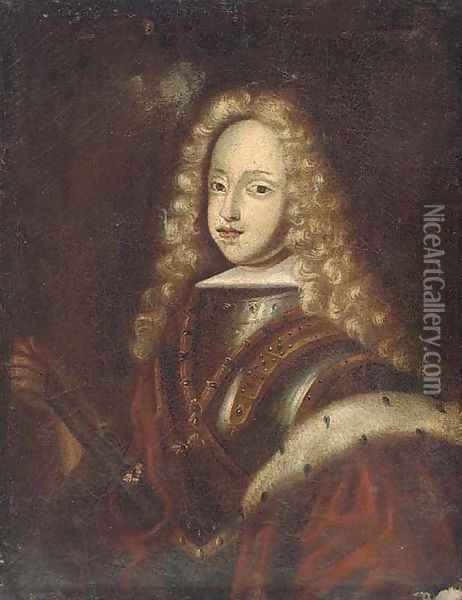 Portrait of a young nobleman, half-length, wearing armour Oil Painting - Paul Mignard