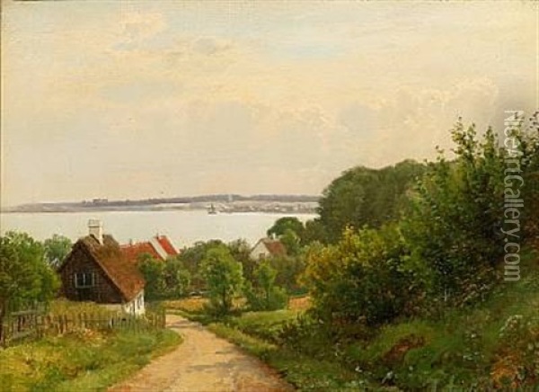 View Of A Danish Inlet Oil Painting - Anders Andersen-Lundby