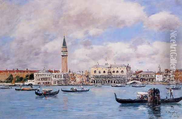 Venice the Cam[panile the Ducal Palace and the Piazetta 1895 Oil Painting - Eugene Boudin