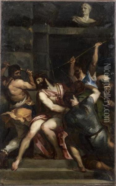 Le Christ Aux Outrages Oil Painting - Tiziano Vecellio (Titian)