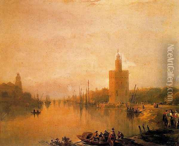 The Guadalquivir and the Golden Tower Oil Painting - David Roberts