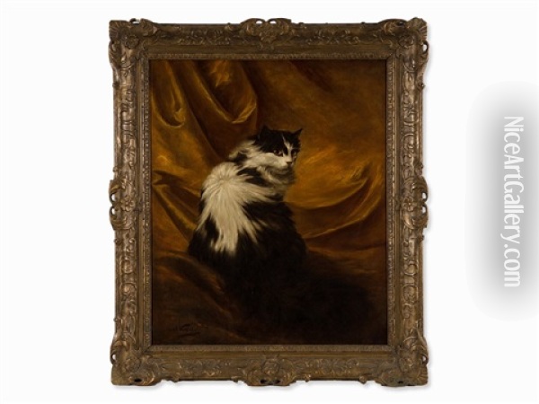 Portrait Of A Cat Oil Painting - Carl Kahler