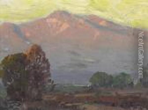 Mountains At Sundown Oil Painting - Edgar Alwin Payne