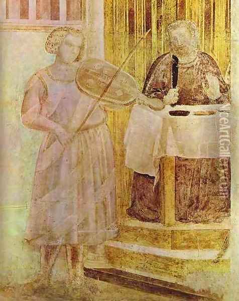 The Feast Of Herod Detail 1 1320s Oil Painting - Giotto Di Bondone