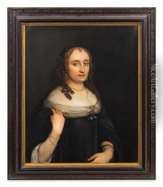 Portrait Of A Lady In Pearls Oil Painting - Marcellus Laroon the Elder