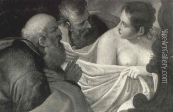 Susannah And The Elders Oil Painting - Giacinto Brandi