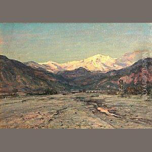 Evening Glow, San Antonio, From San Gabriel Wash Oil Painting - Howard Russell Butler