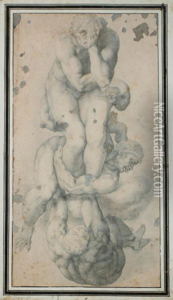Figure Di Dannati Da Michelangelo Oil Painting - Giorgio-Giulio Clovio