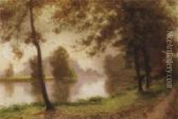 River Landscape Oil Painting - Albert Gabriel Rigolot
