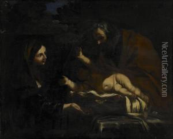 Den Heliga Familjen Oil Painting - Pietro Da Cortona (Barrettini)