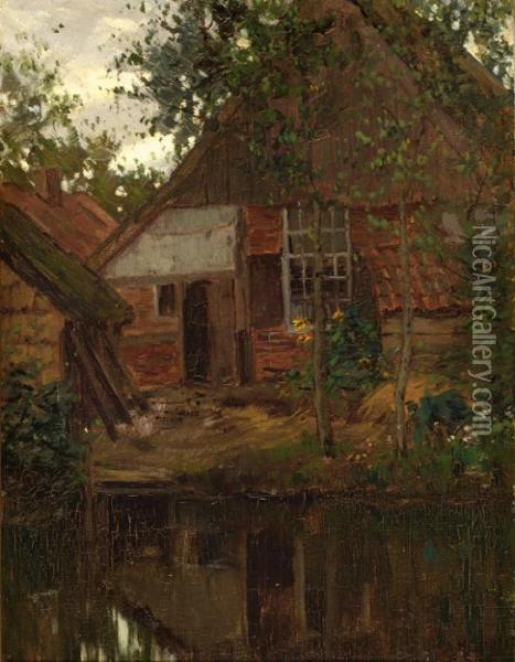 View Of A House By The Water Oil Painting - Arnold Marc Gorter