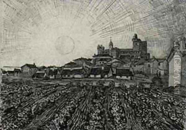 View Of Saintes Maries With Church And Ramparts 1888 Oil Painting - Vincent Van Gogh