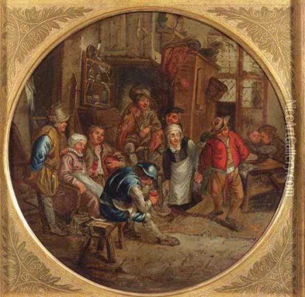 Peasants Merry Making In An Inn Oil Painting - Adriaen Jansz. Van Ostade