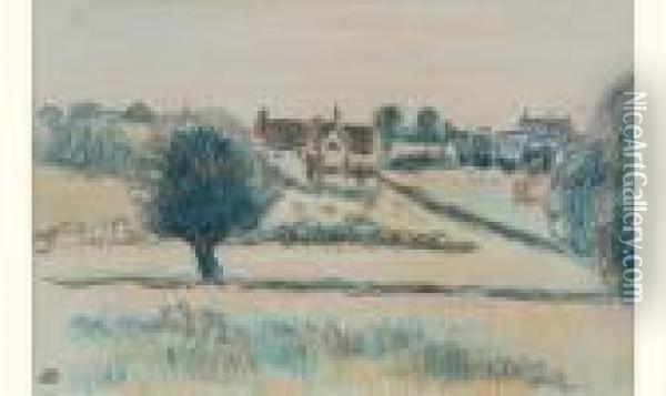  A House On Duton Hill  Oil Painting - Lucien Pissarro