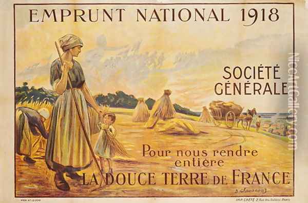 Poster for the Loan for National Defence from the Societe Generale, 1918 Oil Painting - B. Chavannaz