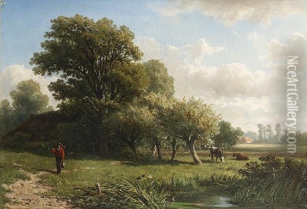 Landscape With A Figure On A Path Oil Painting - Adriaen van Everdingen