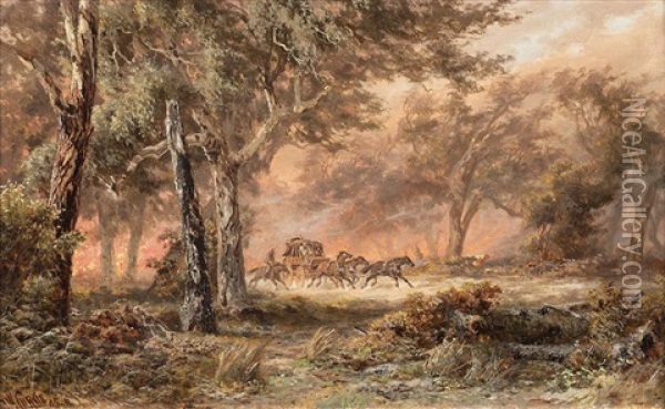 Escaping The Blaze Oil Painting - James Waltham Curtis