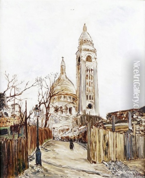 Paris, Montmartre Et Le Sacre-coeur Oil Painting - Marcel Francois Leprin