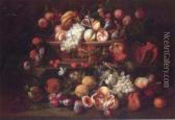 Nature Morte Aux Fruits Aux Papillons Et Aux Libellules Oil Painting - Abraham Brueghel